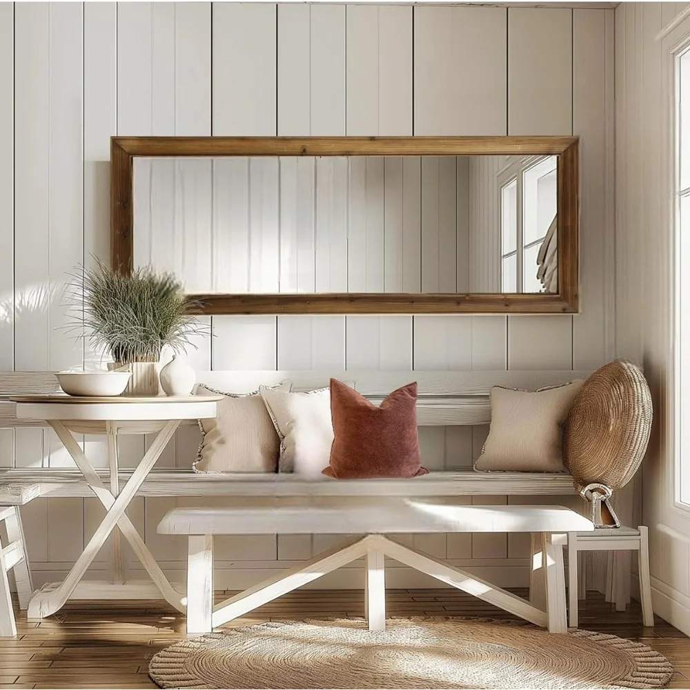 NEW Pottery Barn Wood Frame Full Length Mirror Free Standing Wall Hung 64